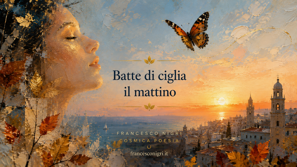 “Batte di ciglia il mattino” di Francesco Nigri è una poesia d’amore in cui il risveglio, l’autunno e l’incontro trasformano il quotidiano nel fremito dell’amare.